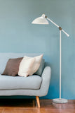 60" White Task Floor Lamp With White Bowl Shade