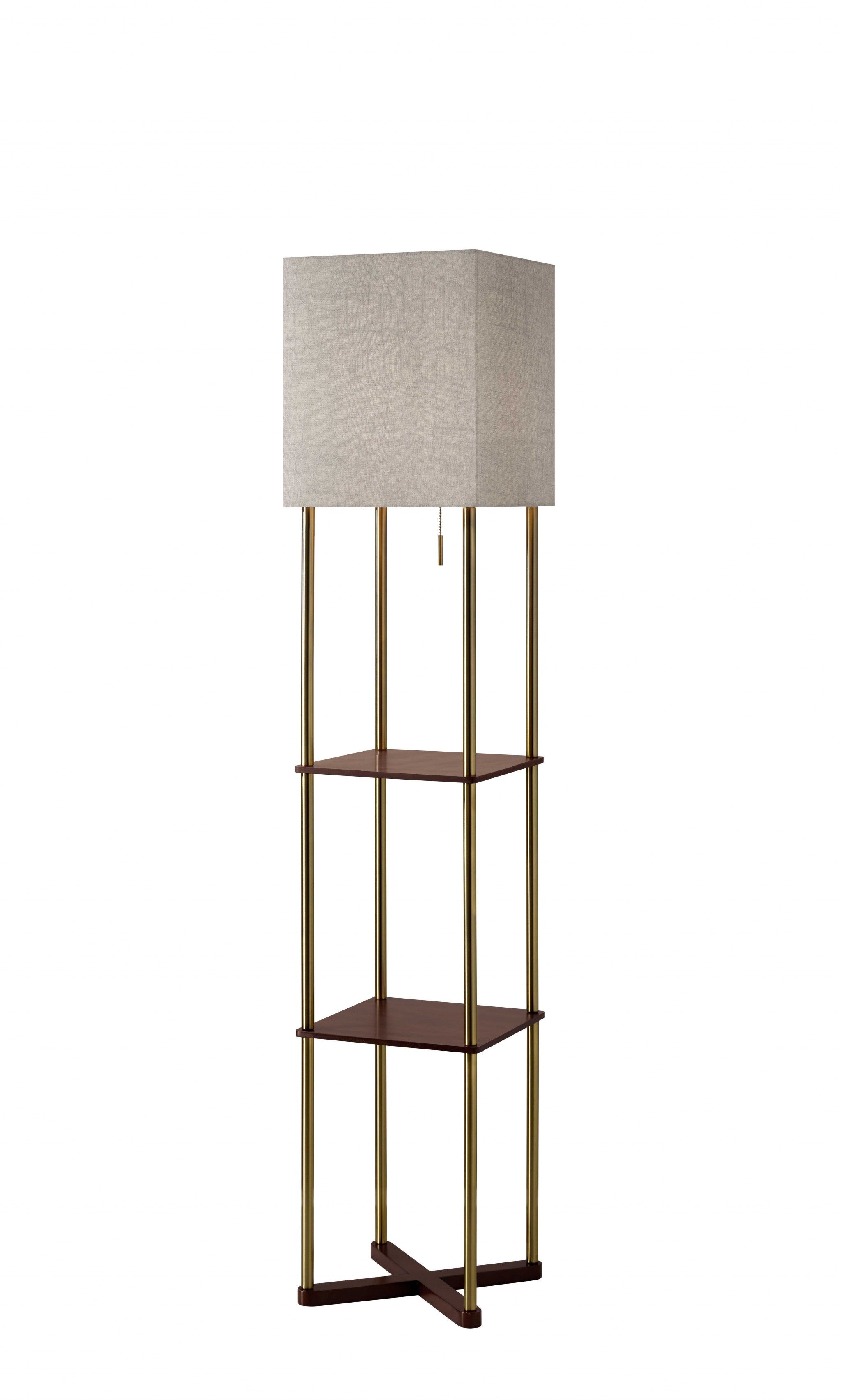 62" Column Floor Lamp With Gray Square Shade