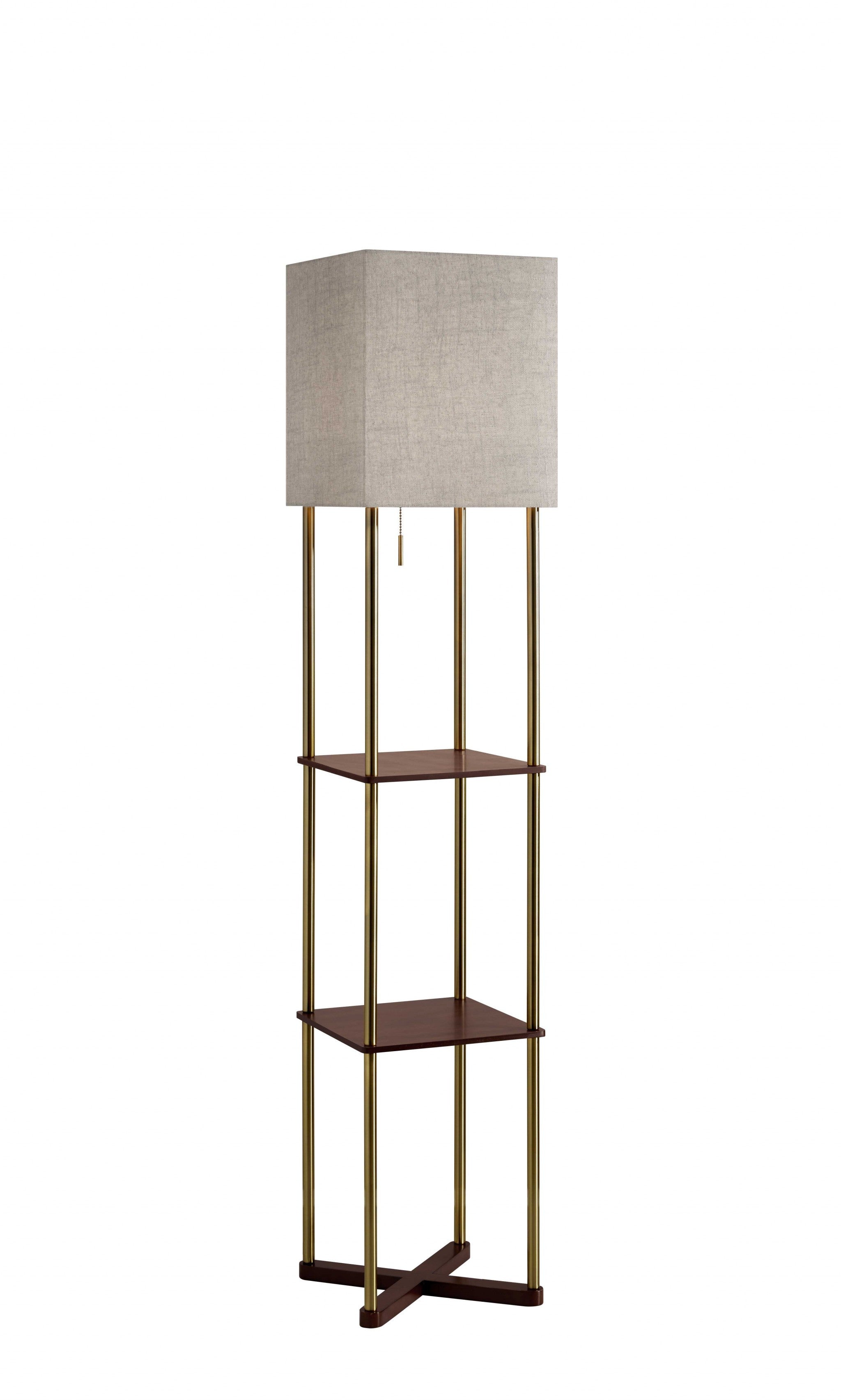 62" Column Floor Lamp With Gray Square Shade