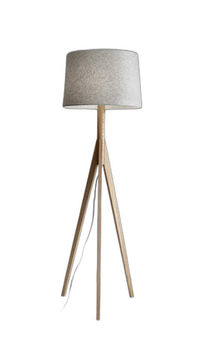 59" Tripod Floor Lamp With Brown Drum Shade