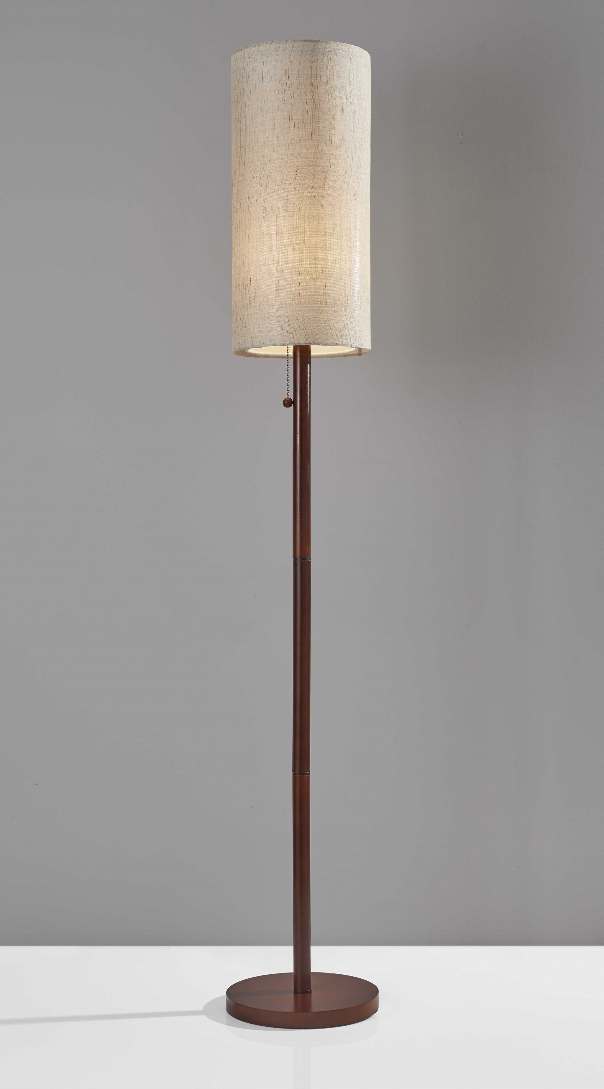 65" Solid Wood Traditional Shaped Floor Lamp With Beige Drum Shade