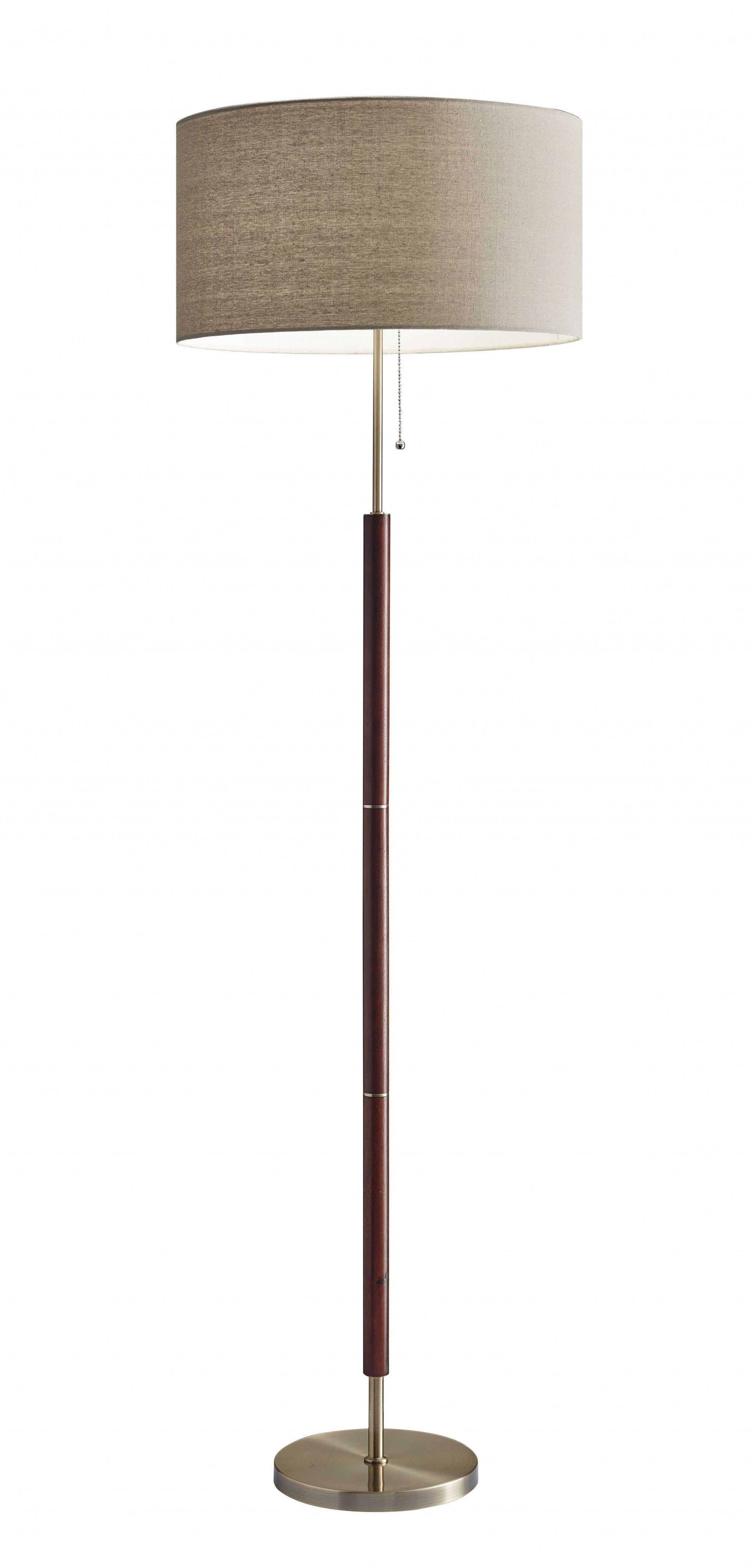 66" Traditional Shaped Floor Lamp With Brown Drum Shade
