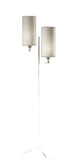 70" Brass Two Light Novelty Floor Lamp With White Drum Shade