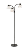 69" Nickel Three Light Tree Floor Lamp with White Bowl Shade