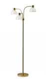 69" Nickel Three Light Tree Floor Lamp with White Bowl Shade