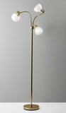 69" Nickel Three Light Tree Floor Lamp with White Bowl Shade