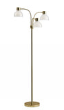 69" Nickel Three Light Tree Floor Lamp with White Bowl Shade