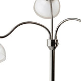 69" Nickel Three Light Tree Floor Lamp with White Bowl Shade