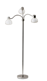 69" Nickel Three Light Tree Floor Lamp with White Bowl Shade