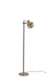 Retro Floor Lamp with Matte Black Pole and Adjustable Jumbo Antique Brass Metal Shade