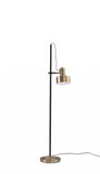 Retro Floor Lamp with Matte Black Pole and Adjustable Jumbo Antique Brass Metal Shade