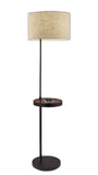 64" Black Tray Table Floor Lamp With Beige Drum Shade