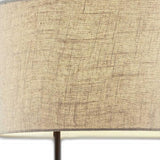 64" Black Tray Table Floor Lamp With Beige Drum Shade