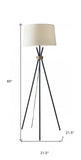 60" Black Tripod Floor Lamp With White Empire Shade