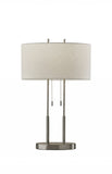 27" Silver Metal Bedside Table Lamp With White Shade