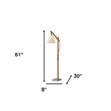 Natural Wood Floor Lamp With Adjustable Hinged Arm