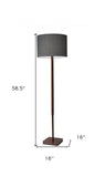 59" Solid Wood Traditional Shaped Floor Lamp With White Drum Shade