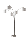 82" Black Five Light Tree Floor Lamp With Beige Solid Color Drum Shade