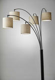 82" Black Five Light Tree Floor Lamp With Beige Solid Color Drum Shade
