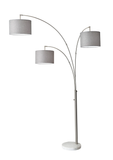 74" Brass Three Light Tree Floor Lamp With Off White Solid Color Drum Shade