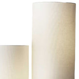 68" Steel Three Light Floor Lamp With White Linen Cylinder Shades