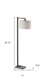 61" Swing Arm Floor Lamp With White Drum Shade