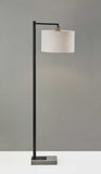 61" Swing Arm Floor Lamp With White Drum Shade