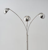 84" Steel Three Light Tree Floor Lamp With Silver Solid Color Bell Shade