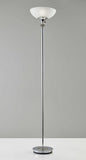 Modern Black Nickel Thick Pole Torchiere Floor Lamp