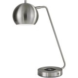 21" Silver Metal Desk Table Lamp With Silver Shade