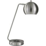 21" Silver Metal Desk Table Lamp With Silver Shade