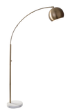 78" Brass Arc Floor Lamp With Brass Solid Color Bowl Shade