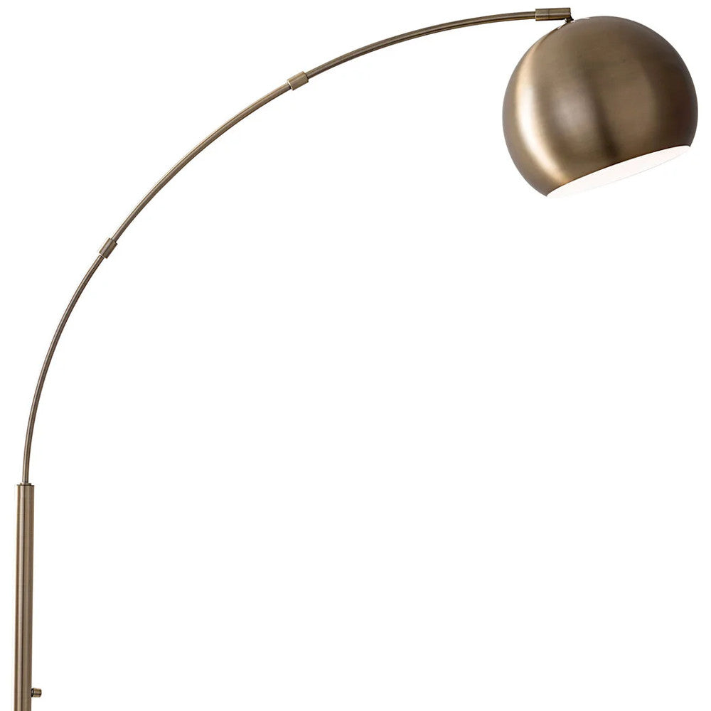 78" Brass Arc Floor Lamp With Brass Solid Color Bowl Shade