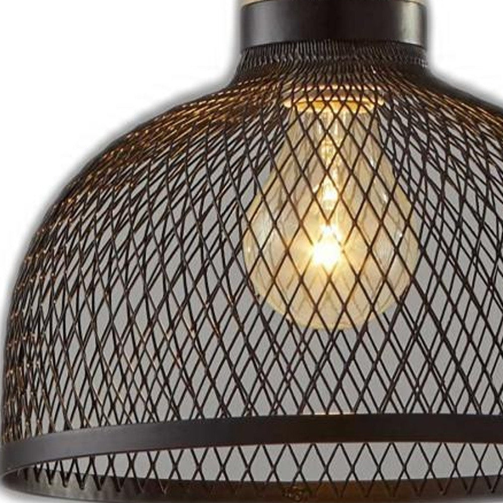 Caged Black Metal Small Ceiling Pendant