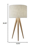 26" Tripod Floor Lamp With White Drum Shade