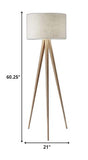 60" Tripod Floor Lamp With White Drum Shade