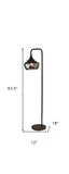 64" Black Task Floor Lamp With Black Bowl Shade