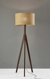 59" Tripod Floor Lamp With Brown Drum Shade