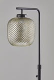 60" Antiqued Bronze Floor Lamp With Textured Mercury Glass Globe Shade