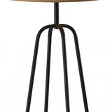 Open Cane Web Natural Shade Floor Lamp With Dark Bronze Base