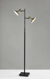 65" Black Two Light LED Light Changing Tree Floor Lamp With Gold Cone Shade