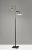 65" Black Two Light LED Light Changing Tree Floor Lamp With Gold Cone Shade