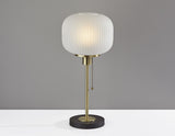 Antique Brass Striped Glass Glow Table Lamp