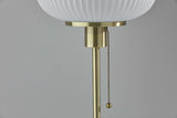 Antique Brass Striped Glass Glow Table Lamp