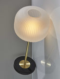 Antique Brass Striped Glass Glow Table Lamp