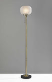 65" Black Torchiere Floor Lamp With White Globe Shade