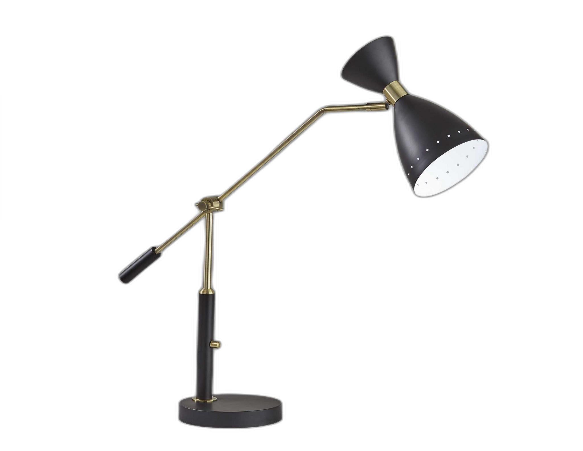Brass Cinch Black Metal Adjustable Desk Lamp