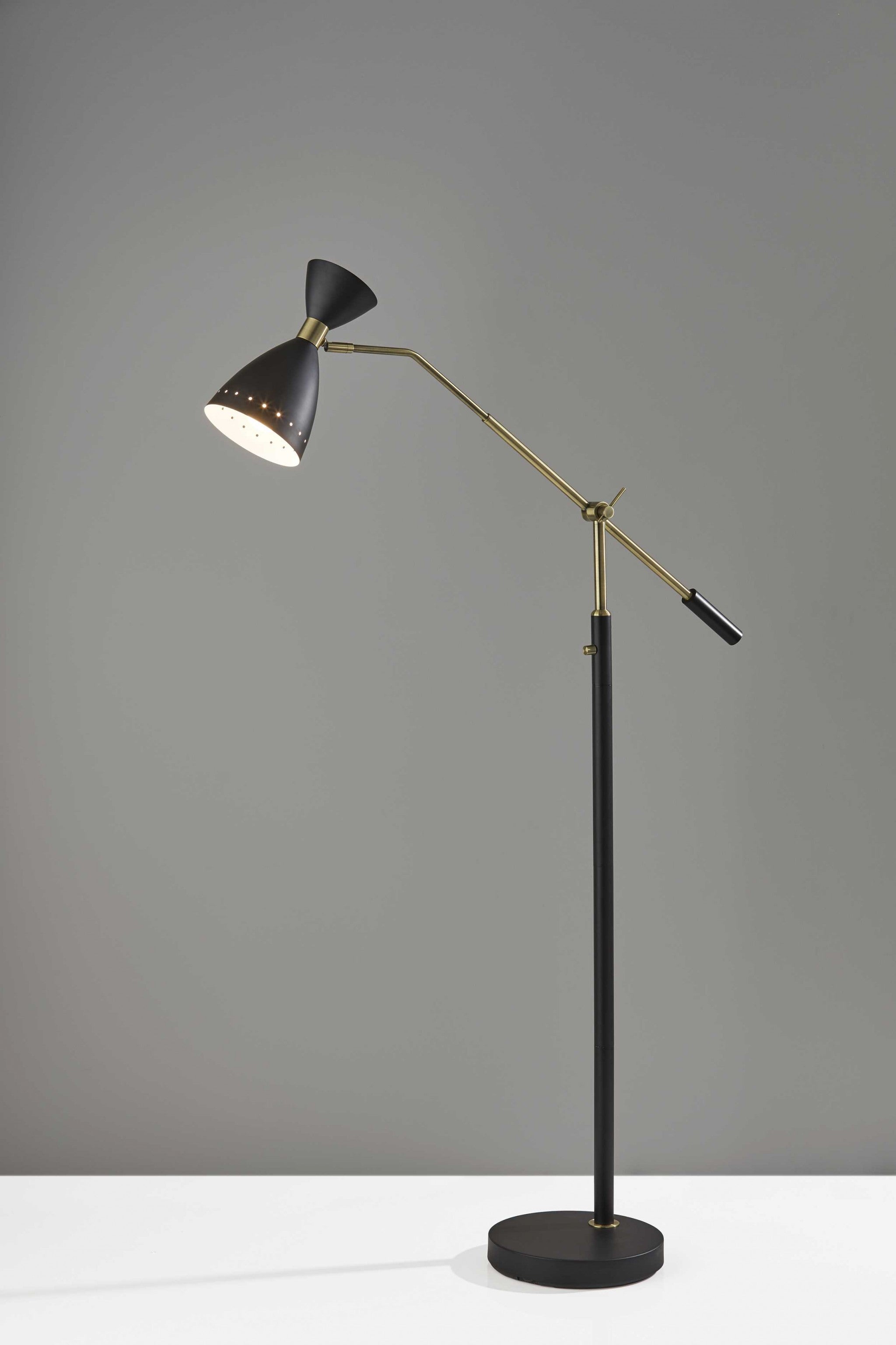 66" Black Task Floor Lamp With Black Cone Shade