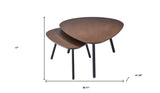 17" Black And Brown Solid Wood Round Nested Tables