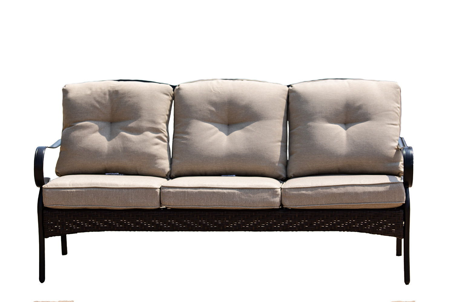 69" Beige Polyester Blend And Black Sofa